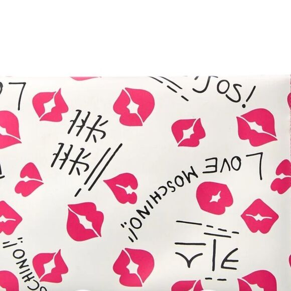 Love Moschino Kisses Clutch w/ID Tag & Card Wallet- White/Pink